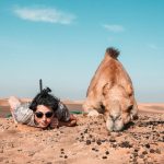 Resting in the Sands: Man and Camel under desert skies